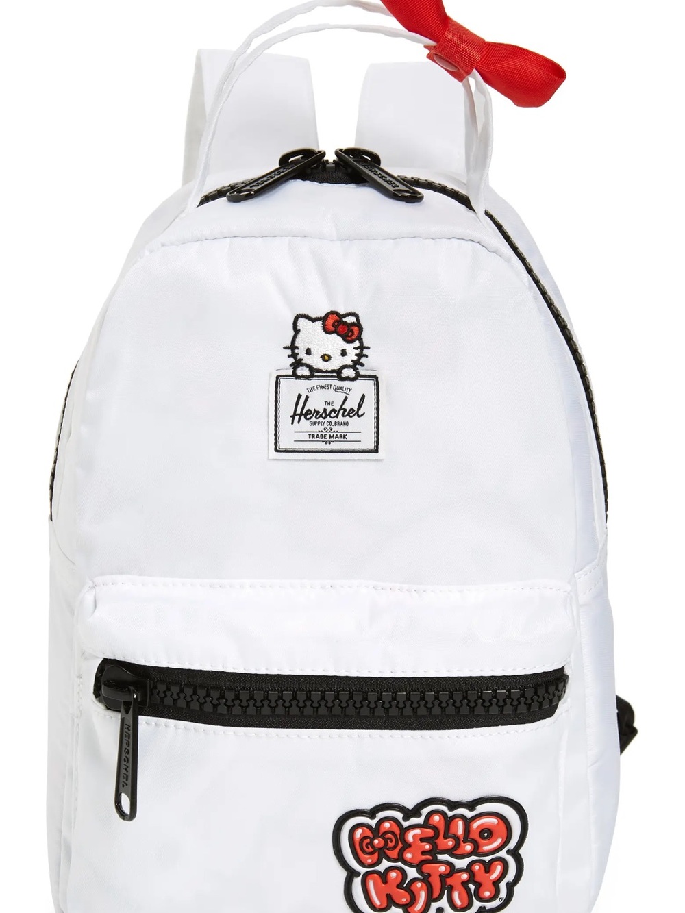 Herschel Supply Company White Mini Backpack with Hello Kitty Red Bow Accent